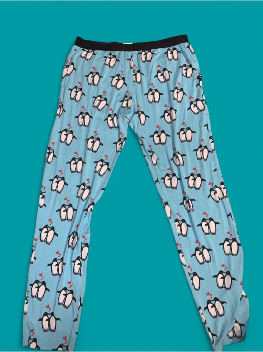 Men’s Light Blue Penguin Print Pajama Pants